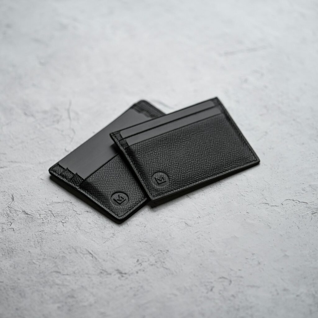 Porte-cartes en cuir noir